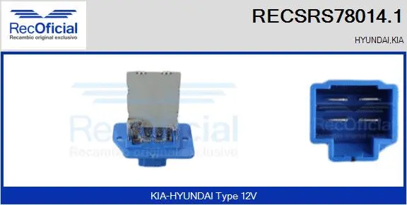 Résistance, pulseur d'air habitacle RECOFICIAL RECSRS78014.1