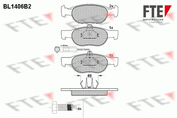 Kit de plaquettes de frein, frein à disque FTE 9010181