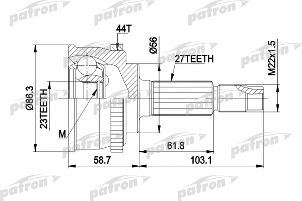 Jeu de joints, arbre de transmission PATRON PCV1508