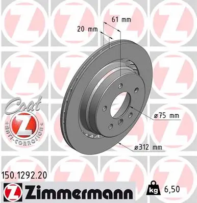 Disque de frein ZIMMERMANN 150.1292.20