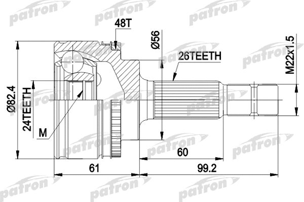 Jeu de joints, arbre de transmission PATRON PCV3445