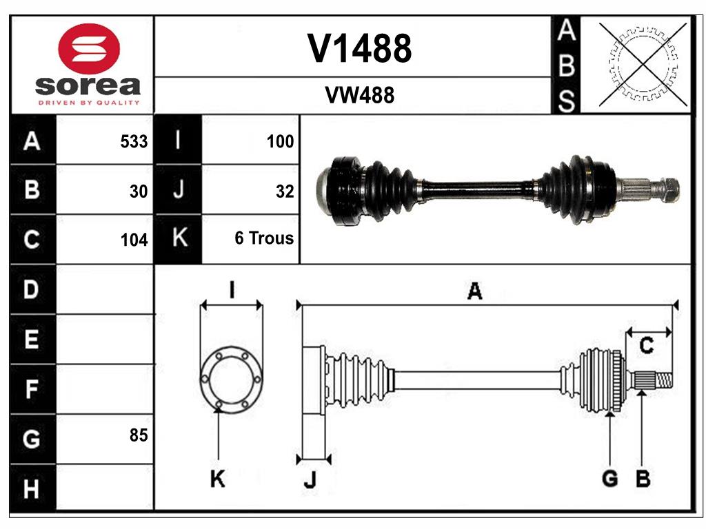 Arbre de transmission SNRA V1488