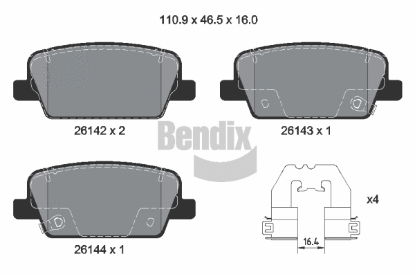 Kit de plaquettes de frein, frein à disque BENDIX Braking BPD2441