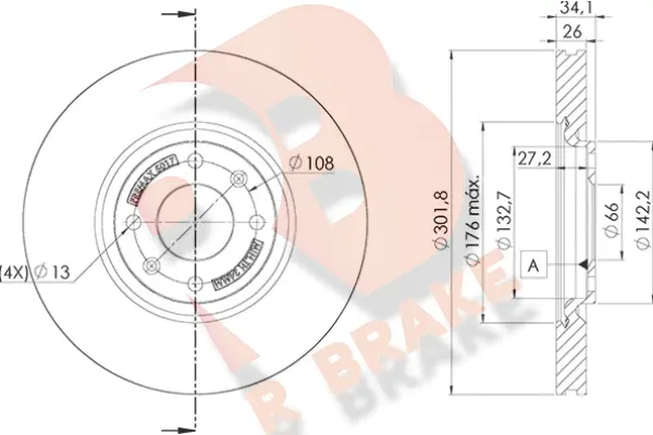 Disque de frein R BRAKE 78RBD25017