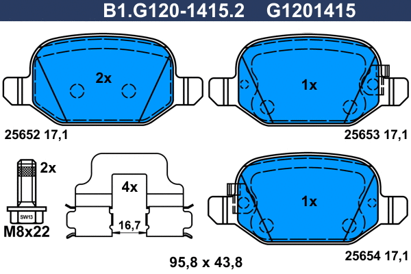 Kit de plaquettes de frein, frein à disque GALFER B1.G120-1415.2