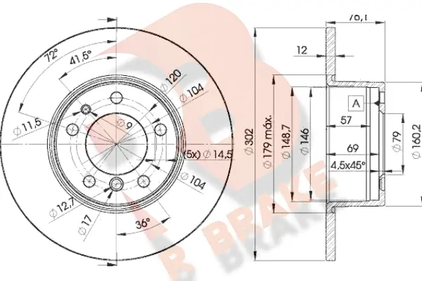 Disque de frein R BRAKE 78RBD18042