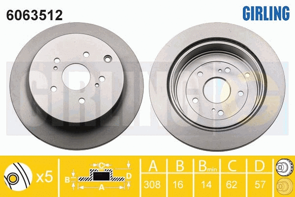 Disque de frein GIRLING 6063512