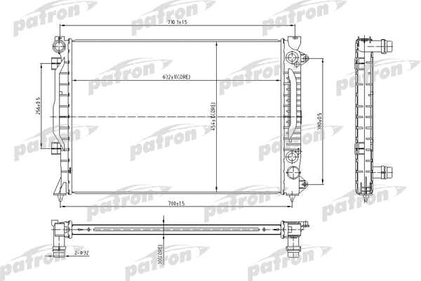 Radiateur, refroidissement du moteur PATRON PRS3010