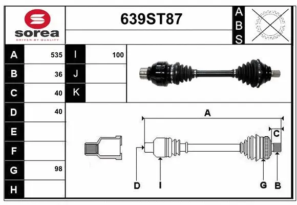 Arbre de transmission STARTCAR 639ST87