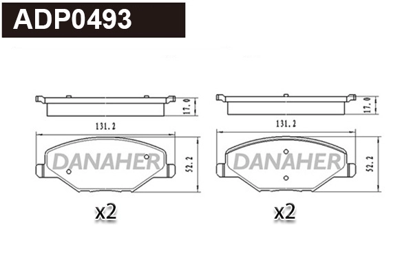 Kit de plaquettes de frein, frein à disque DANAHER ADP0493