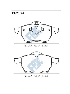 Kit de plaquettes de frein, frein à disque FBK FD3904