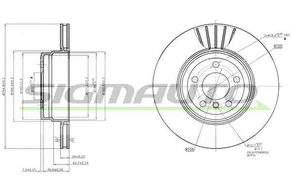 Disque de frein SIGMAUTO DBB716V