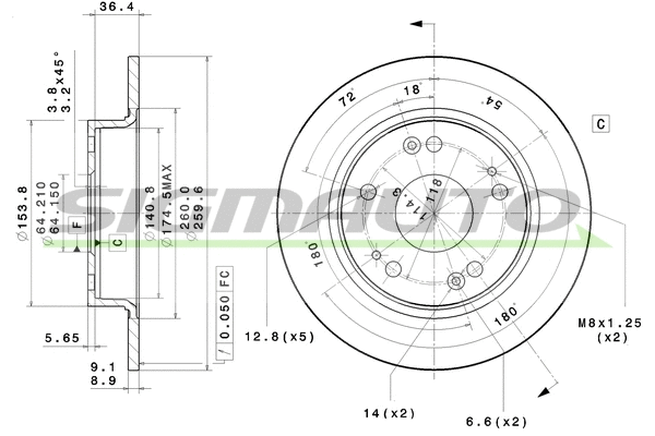 Disque de frein SIGMAUTO DBB558S
