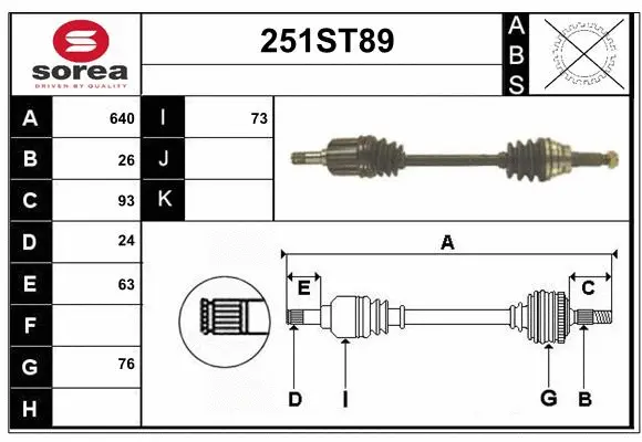 Arbre de transmission STARTCAR 251ST89