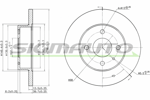 Disque de frein SIGMAUTO DBA127S