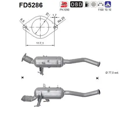Filtre à particules / à suie, échappement AS FD5286