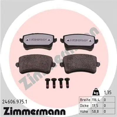 Kit de plaquettes de frein, frein à disque ZIMMERMANN 24606.975.1