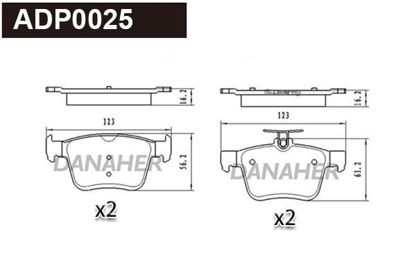 Kit de plaquettes de frein, frein à disque DANAHER ADP0025
