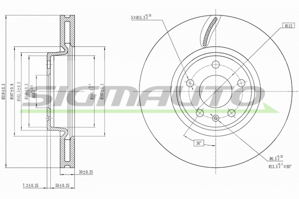 Disque de frein SIGMAUTO DBC596V