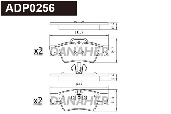 Kit de plaquettes de frein, frein à disque DANAHER ADP0256