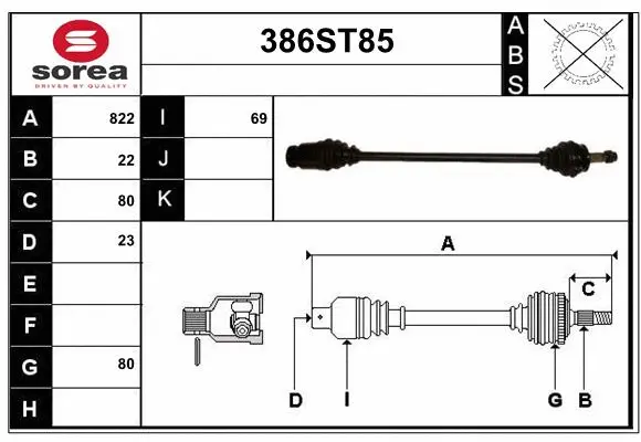 Arbre de transmission STARTCAR 386ST85