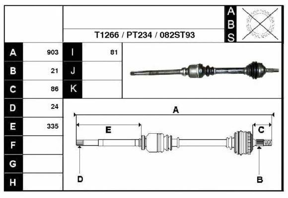 Arbre de transmission Technika 28082