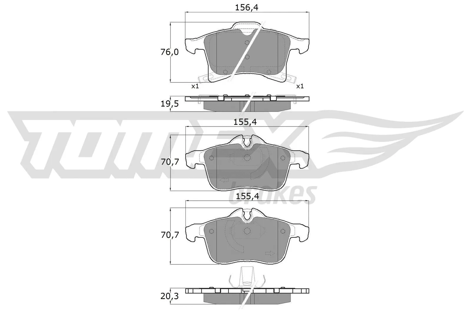 Kit de plaquettes de frein, frein à disque TOMEX Brakes TX 13-00