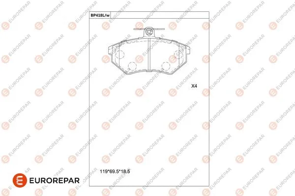 Kit de plaquettes de frein, frein à disque EUROREPAR 1681219380