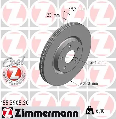 Disque de frein ZIMMERMANN 155.3905.20