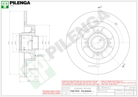 Disque de frein PILENGA 5753