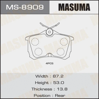 Jeu de mâchoires de frein MASUMA MS-8909