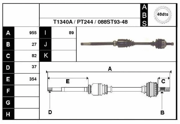 Arbre de transmission Technika 28088A