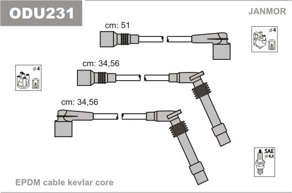 Kit de câbles d'allumage JANMOR ODU231