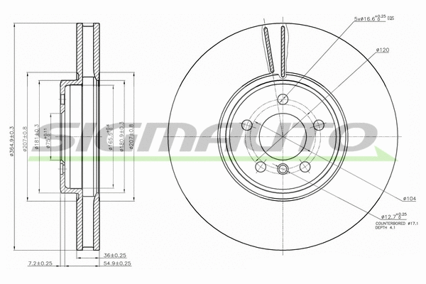 Disque de frein SIGMAUTO DBB746V
