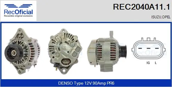 Alternateur RECOFICIAL REC2040A11.1