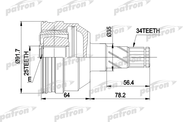 Jeu de joints, arbre de transmission PATRON PCV2253