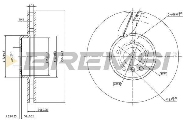 Disque de frein BREMSI CD8619VLS