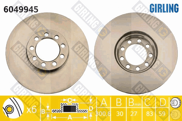 Disque de frein GIRLING 6049945