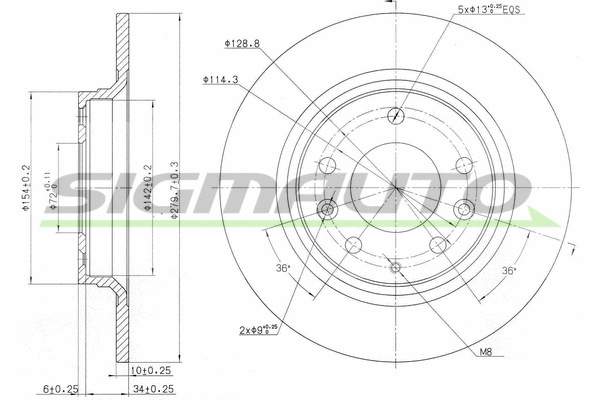 Disque de frein SIGMAUTO DBB500S