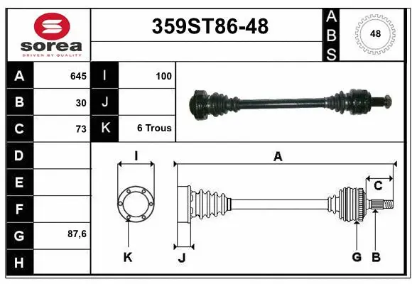 Arbre de transmission STARTCAR 359ST86-48