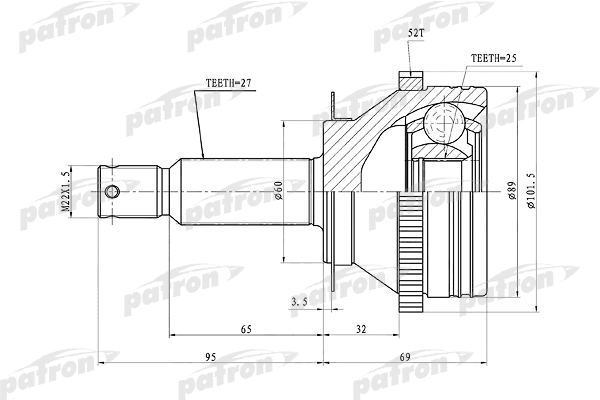Jeu de joints, arbre de transmission PATRON PCV1350