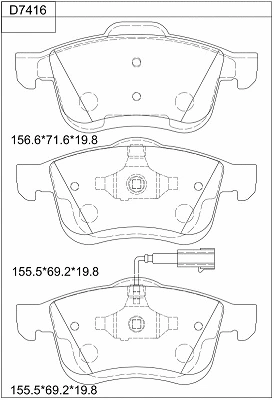Kit de plaquettes de frein, frein à disque ASIMCO KD7416