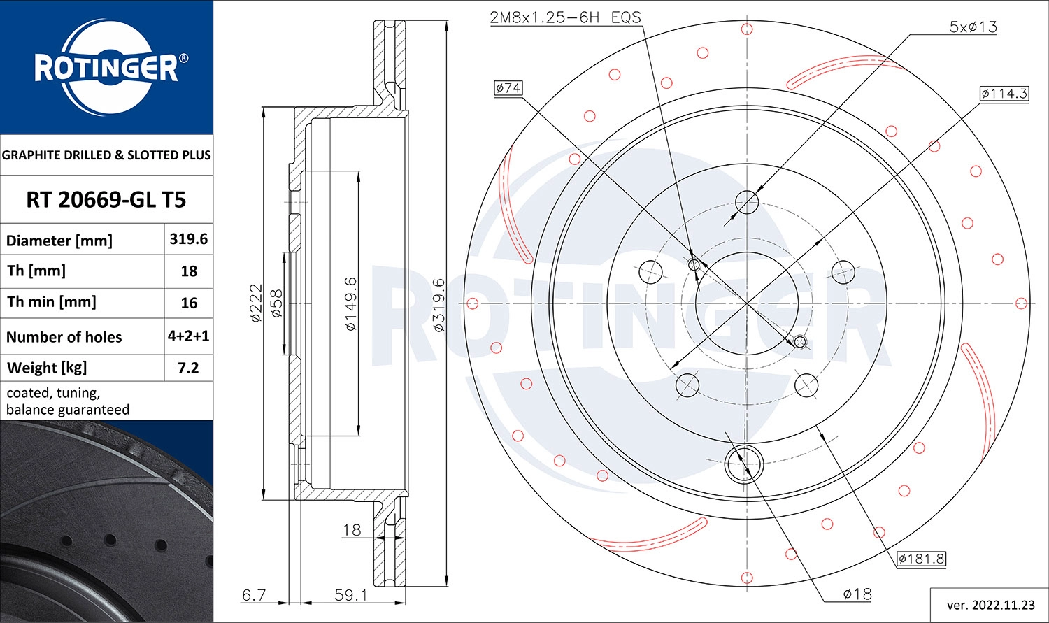 Disque de frein ROTINGER RT 20669-GL T5