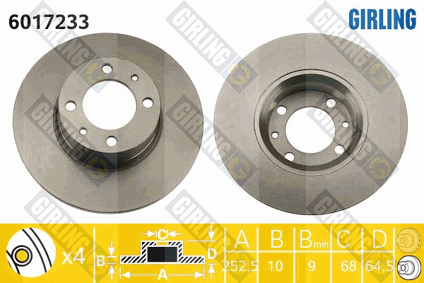 Disque de frein GIRLING 6017233