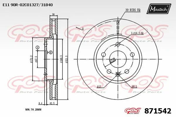 Disque de frein MAXTECH 871542