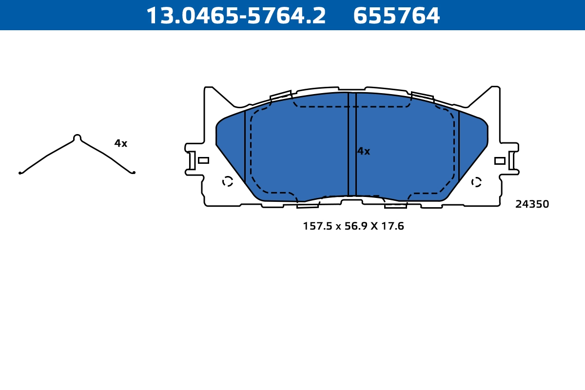 Kit de plaquettes de frein, frein à disque ATE-APAC 13.0465-5764.2