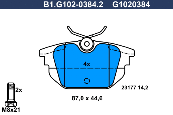 Kit de plaquettes de frein, frein à disque GALFER B1.G102-0384.2