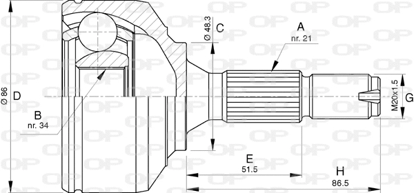 Jeu de joints, arbre de transmission OPEN PARTS CVJ5780.10