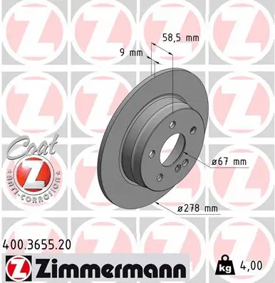Disque de frein ZIMMERMANN 400.3655.20