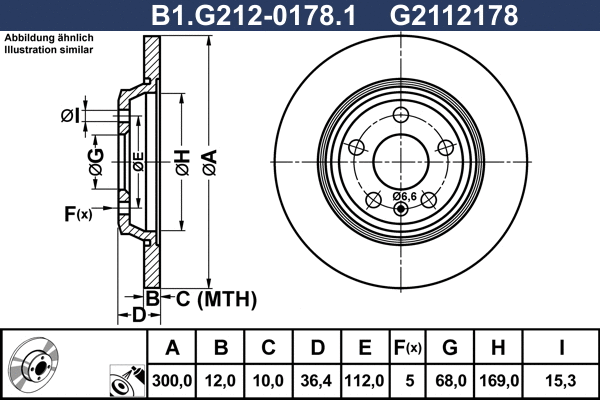 Disque de frein GALFER B1.G212-0178.1